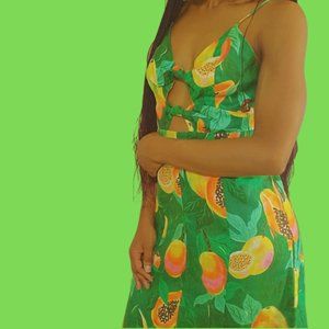 Farm Rio Green Papaya Salad Mini Dress
